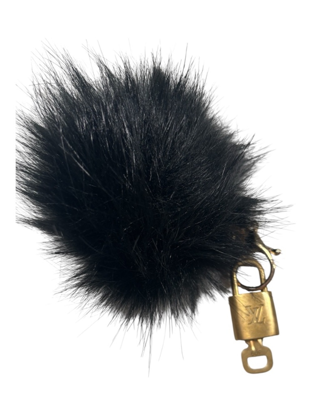 Louis Vuitton lock and key #309 with Black‎ Fur Pom Pom Charm